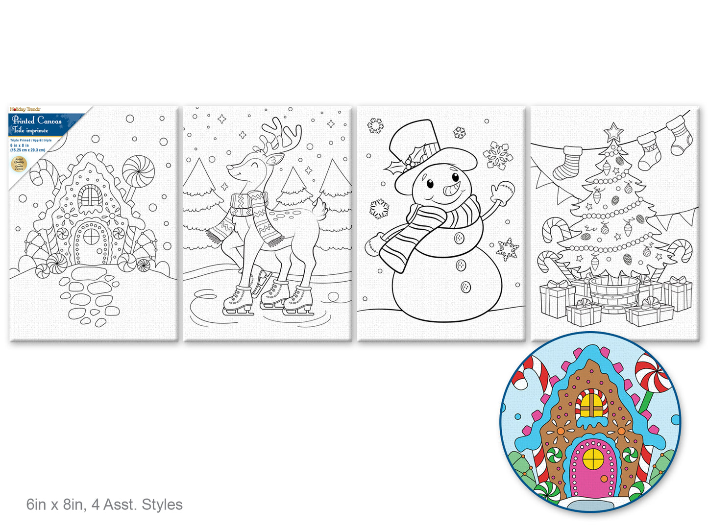 Holiday Canvas: 6"x8" Stretch Artist Printed Back-Stapled