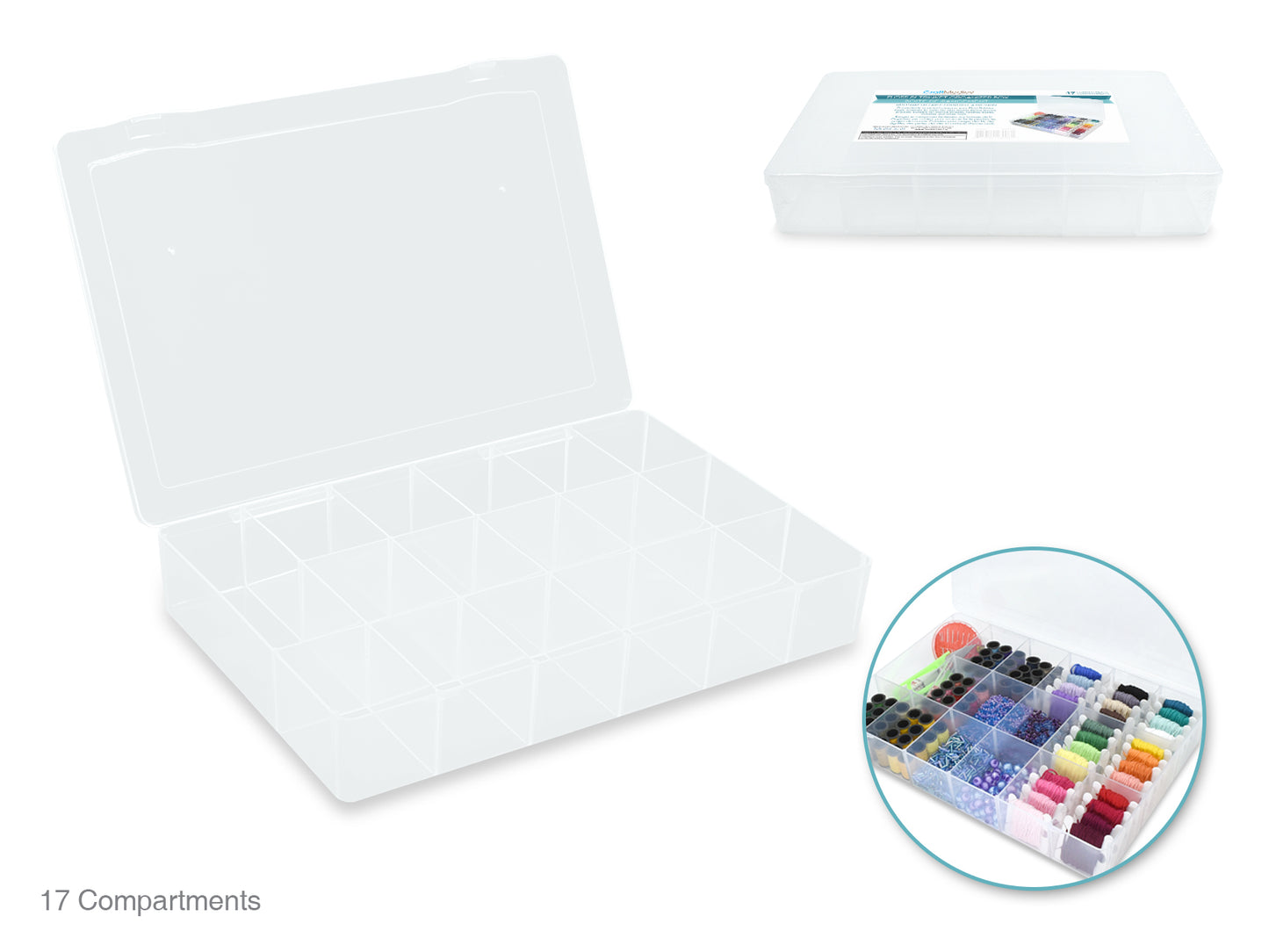 Craft Storage: 10.4"x7"x1.7" Floss & Trinket Organizer Box 17-Comp