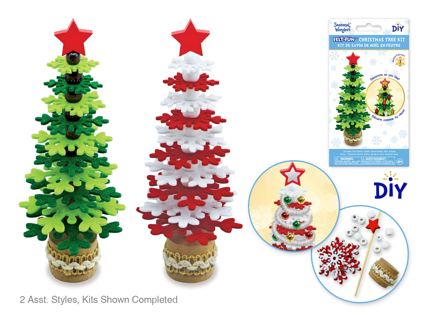 Seasonal Wonders: 7.9" DIY Felt Christmas Tree w/Wood Star
