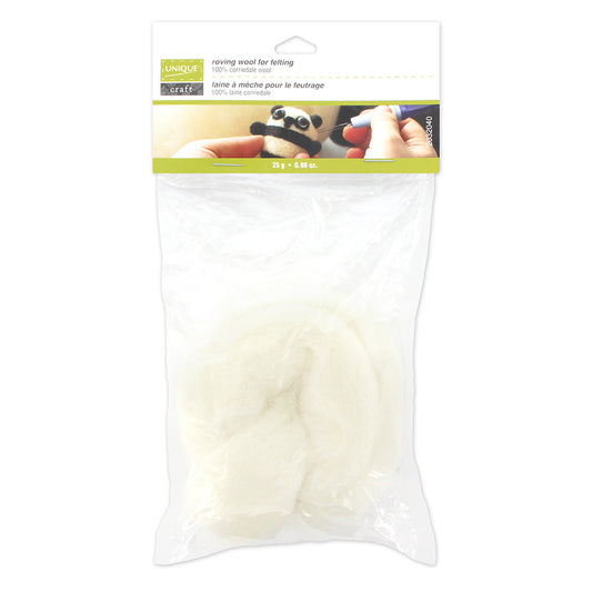 UNIQUE CRAFT Roving Wool - 25g - White