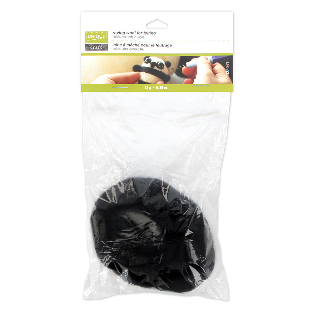 UNIQUE CRAFT Roving Wool - 25g - Black