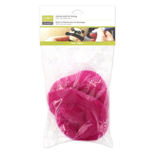 UNIQUE CRAFT Roving Wool - 25g - Fushia
