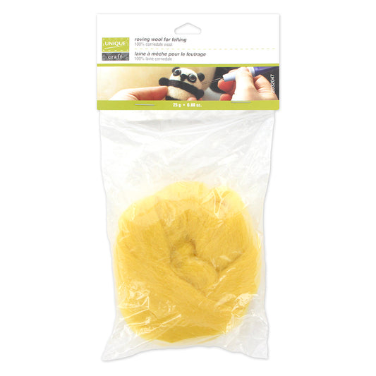 UNIQUE CRAFT Roving Wool - 25g - Yellow