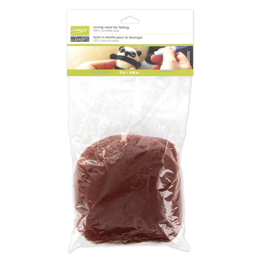 UNIQUE CRAFT Roving Wool - 25g - Chocolate