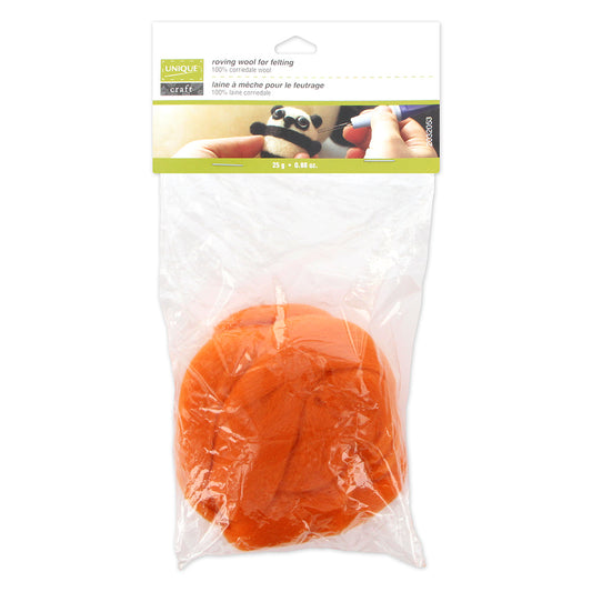 UNIQUE CRAFT Roving Wool - 25g - Orange