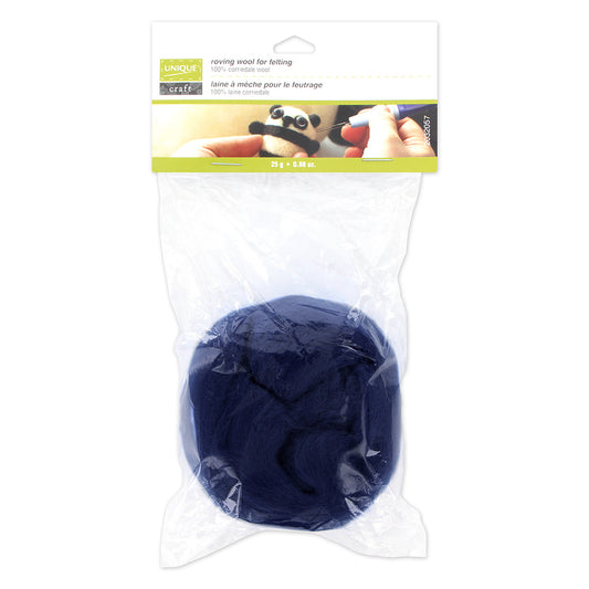 UNIQUE CRAFT Roving Wool - 25g - Navy Blue