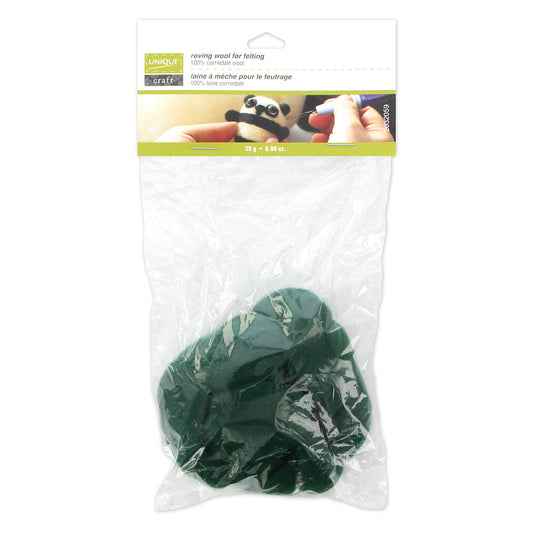 UNIQUE CRAFT Roving Wool - 25g - Hunter Green