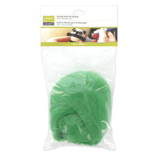 UNIQUE CRAFT Roving Wool - 25g - Leaf Green