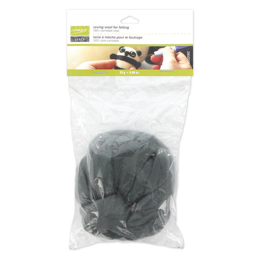 UNIQUE CRAFT Roving Wool - 25g - Steel Grey
