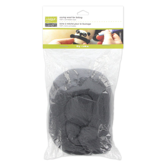 UNIQUE CRAFT Roving Wool - 25g - Neutral Grey