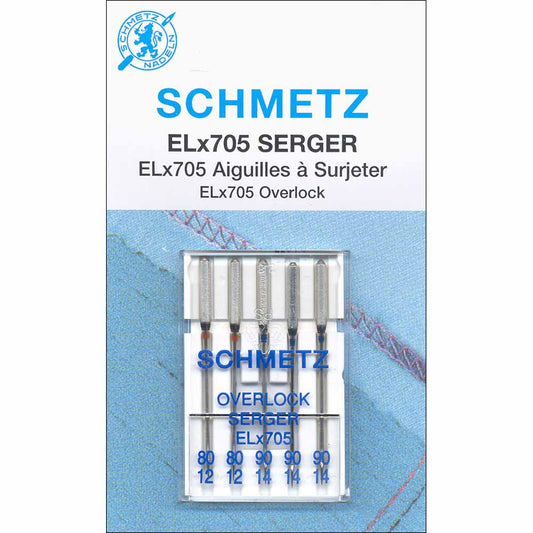 SCHMETZ #1840 Serger Needles Elx705 Carded - Assorted Sizes - 5 count