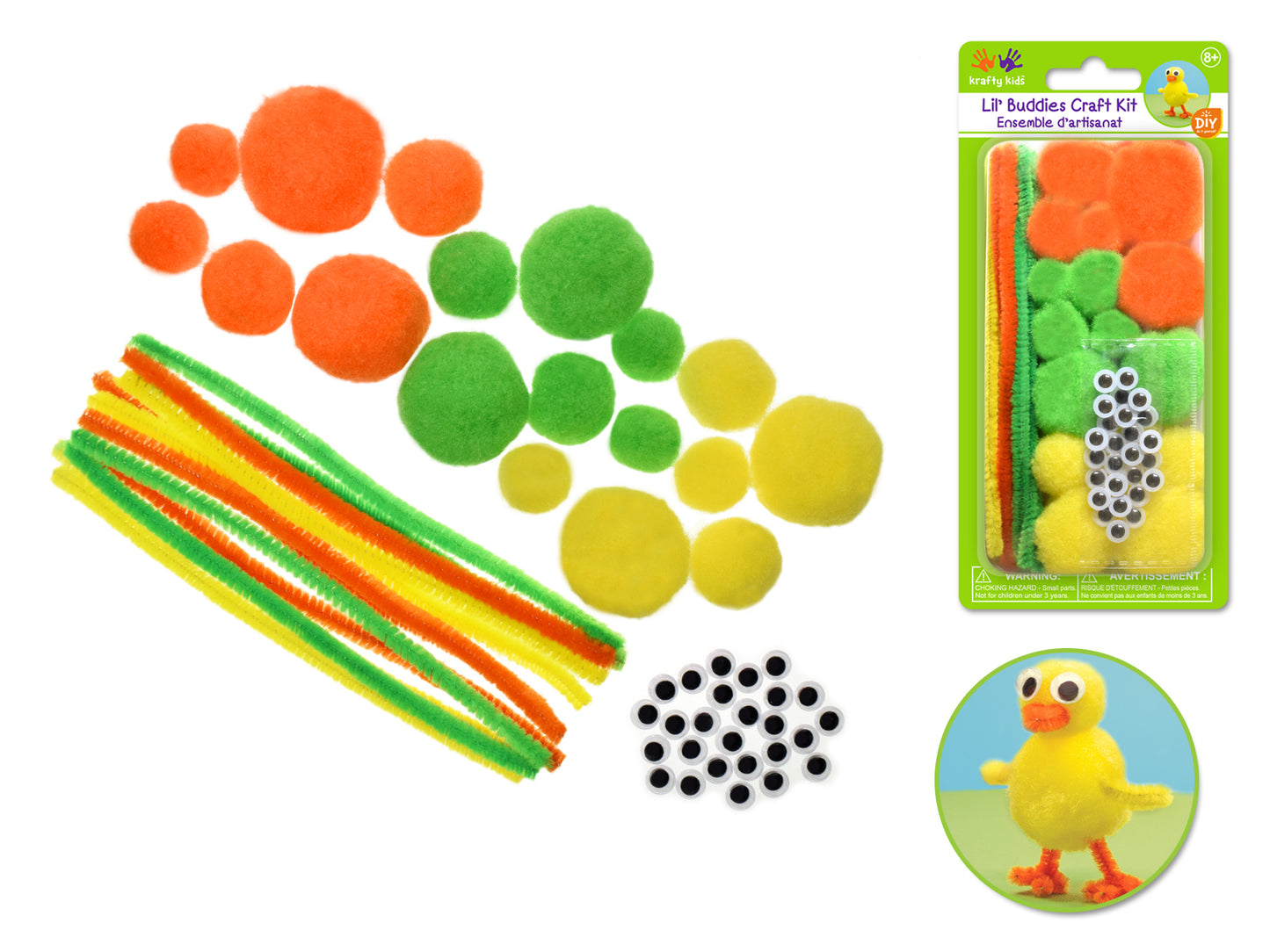 Krafty Kids Kit: DIY Craft Kit Chenille Stems/Poms/Googly Eyes D) Tropical