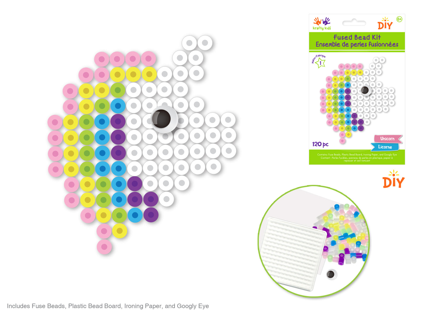 Krafty Kids Kit: DIY Iron-on Fused Bead Kit D) Unicorn