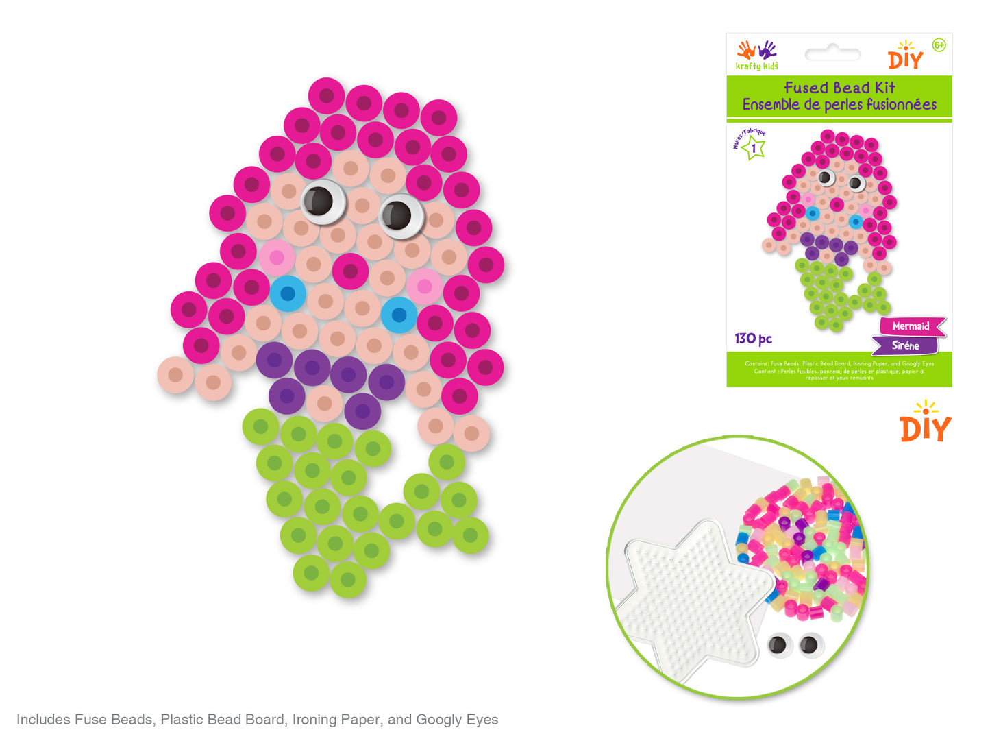 Krafty Kids Kit: DIY Iron-on Fused Bead Kit F) Mermaid