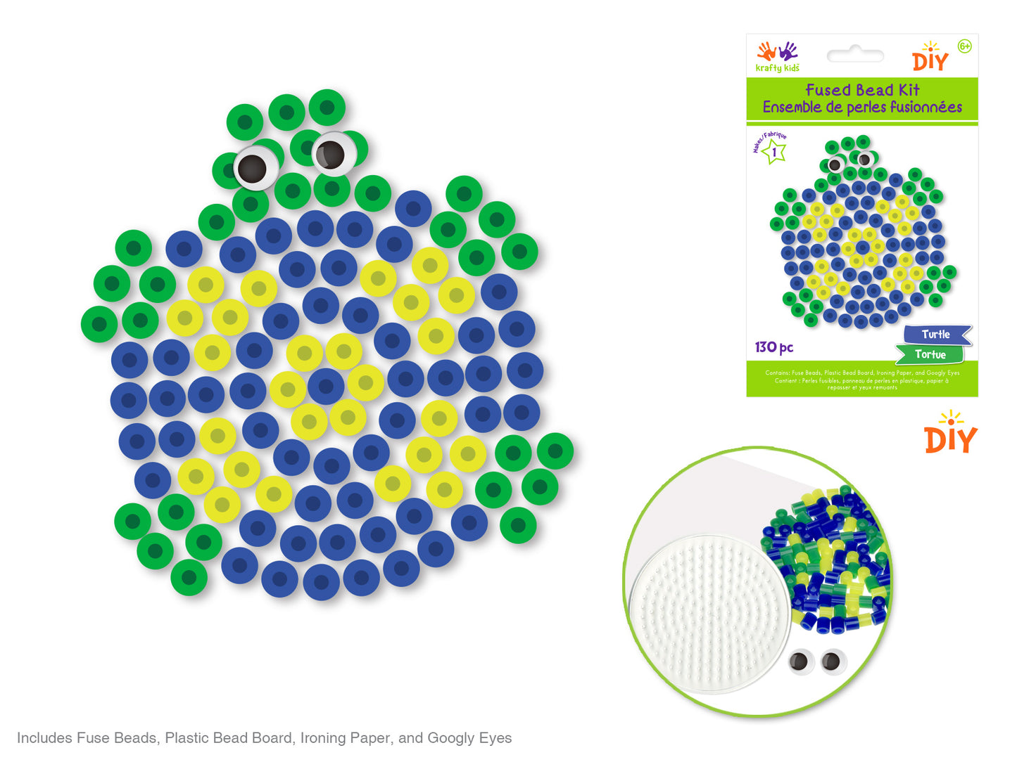 Krafty Kids Kit: DIY Iron-on Fused Bead Kit G) Turtle