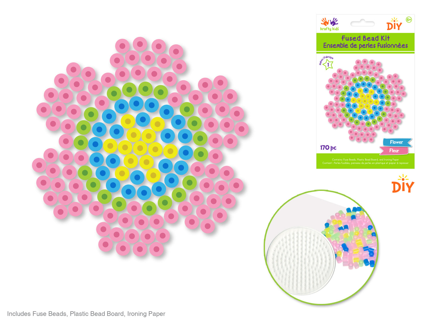 Krafty Kids Kit: DIY Iron-on Fused Bead Kit H) Flower