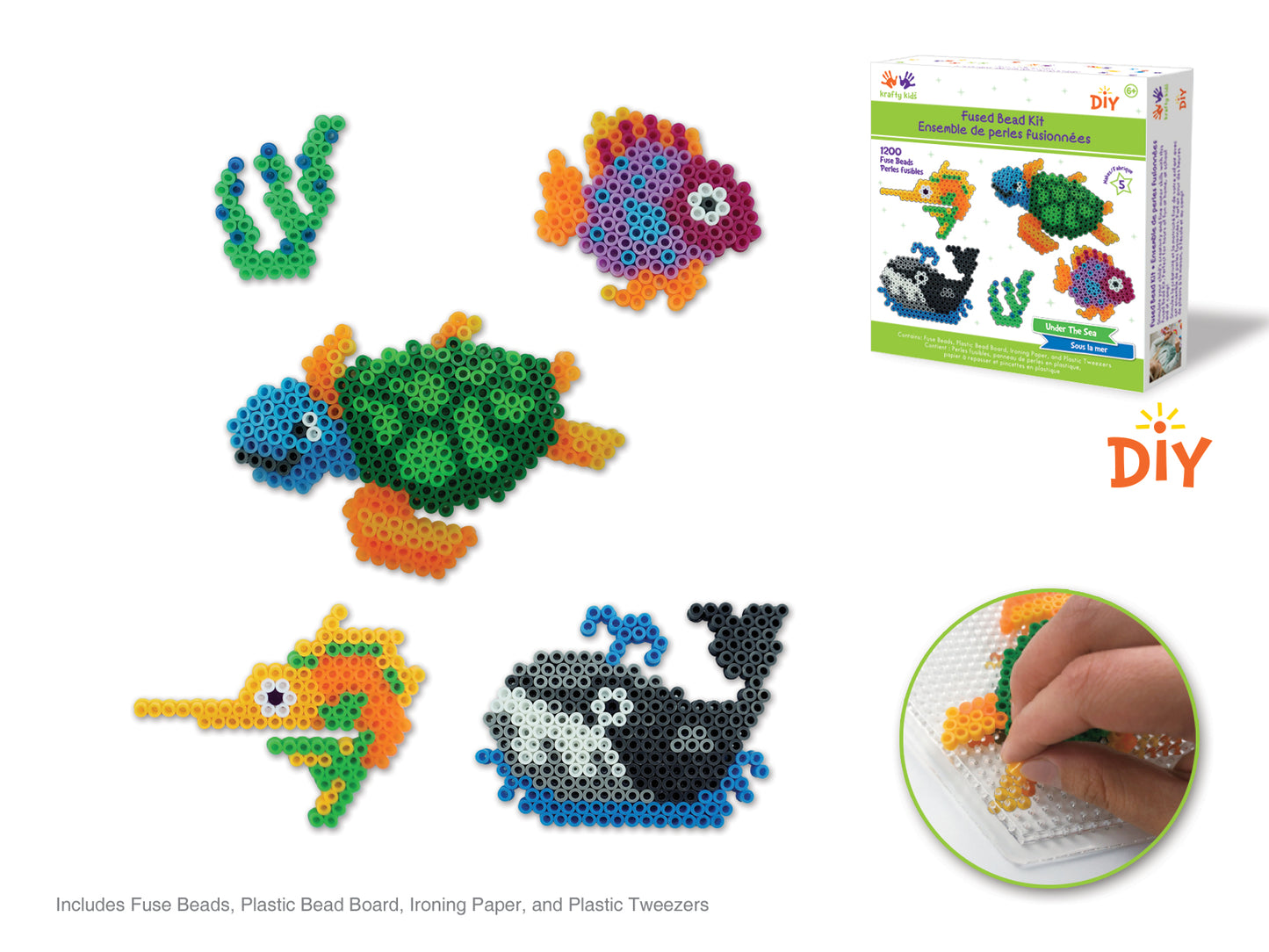 Krafty Kids Kit: DIY Scenery Iron-on Fused Bead Kit B) Under The Sea