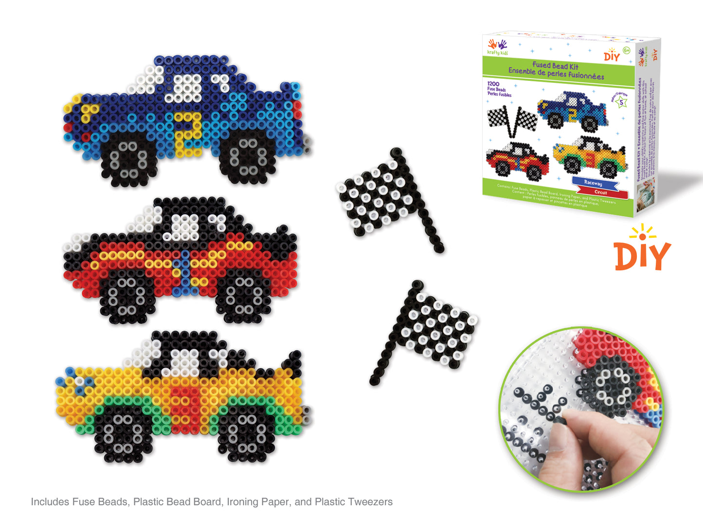 Krafty Kids Kit: DIY Scenery Iron-on Fused Bead Kit E) Raceway