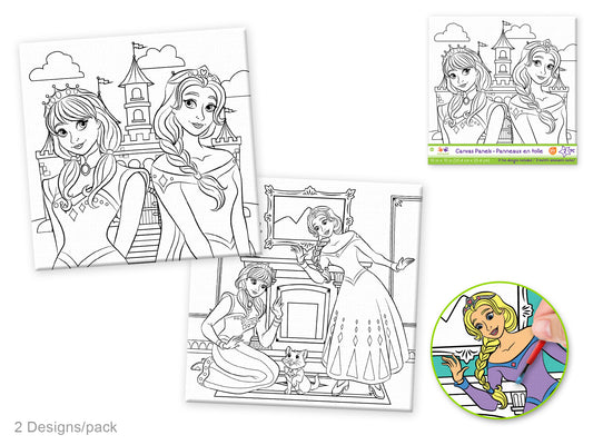 Krafty Kids: 10"x10" DIY Canvas Panels 2pc Asst Designs H) Princess Tale