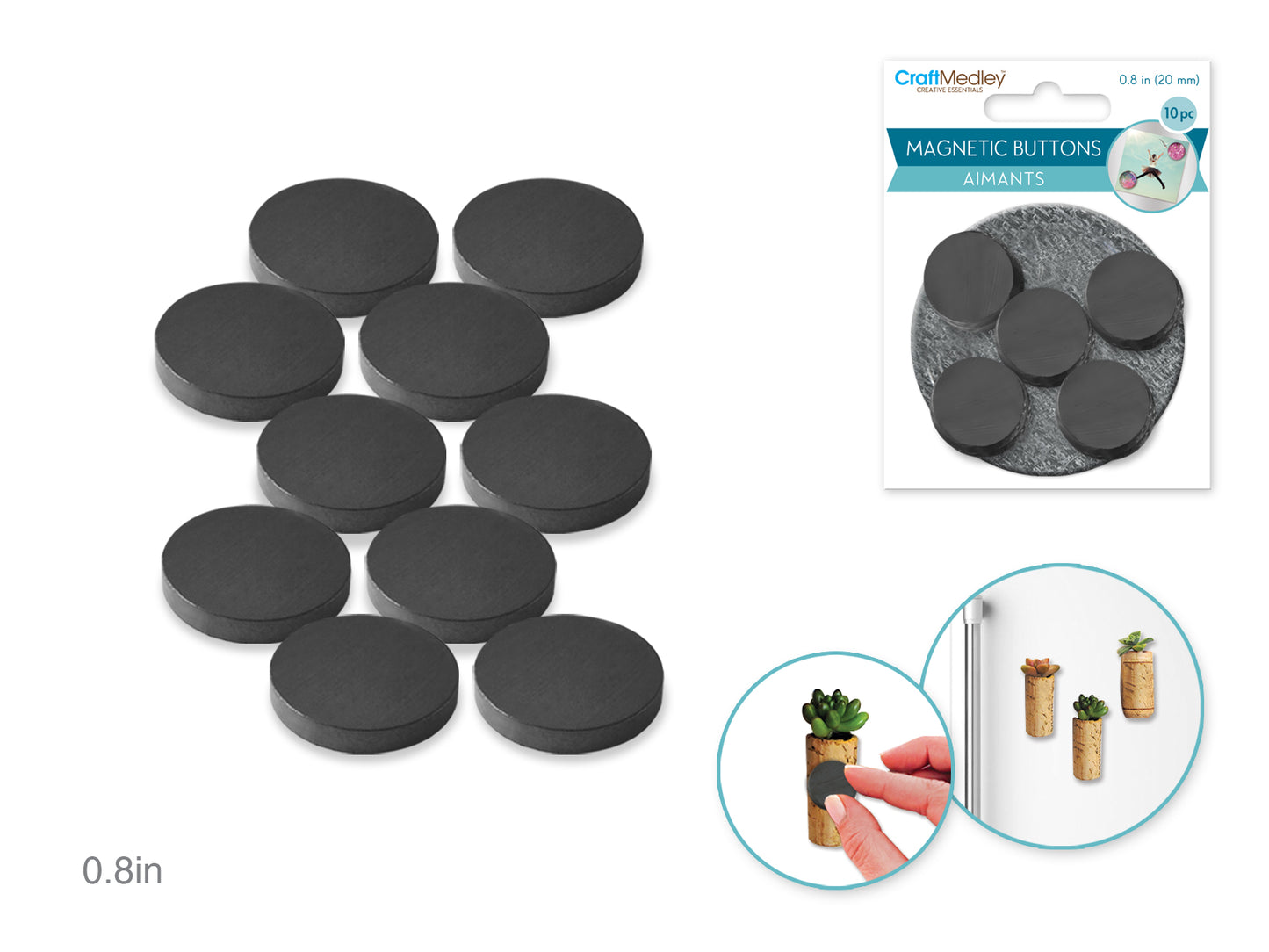 Magnetic Buttons: 20mm 10pcs/pk On Mirror