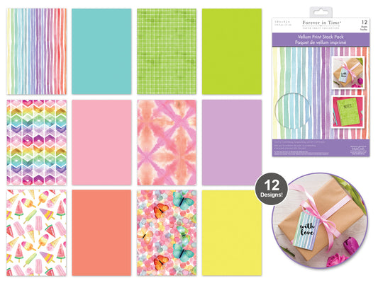 Paper Pads: 5.8"x8.2" Vellum Foil Print Stack Packs 12sheet L) Technicolor