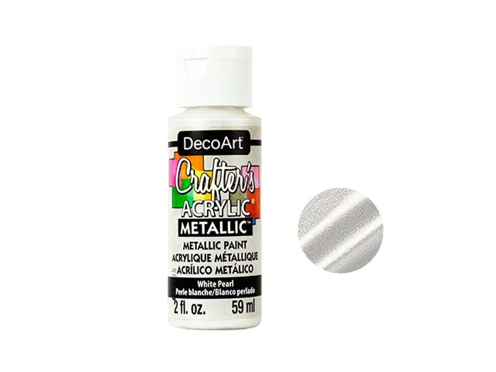 Crafters Acrylic Paint: 2oz Craft & Hobby - WHITE PEARL METALLIC