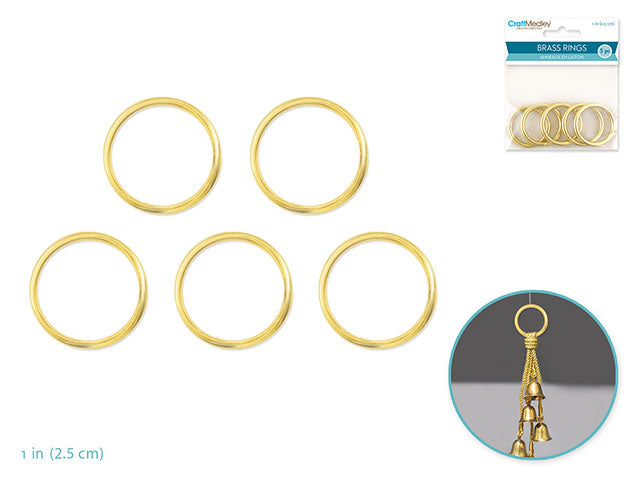 Brass Rings: 1" Round x5