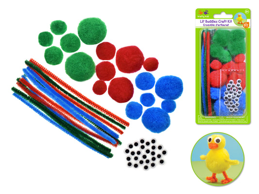 Krafty Kids Kit: DIY Craft Kit Chenille Stems/Poms/Googly Eyes B) Brights