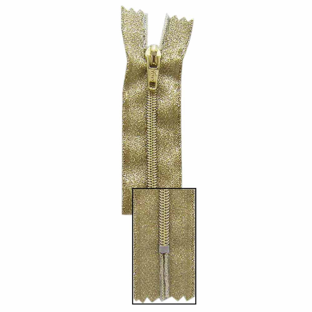 VIZZY Metallic Closed End Zipper 18cm (7″) - Metallic Gold - 1724