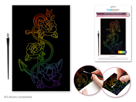 Craft Medley Kit: Deluxe Engraving Art DIY Kit M) Rainbow~ Rose Anchor