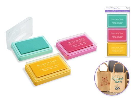 Stamp Ink Pad: 3"x1.75" Pigment Solid Color 3pk Asst Colors A) Vivid