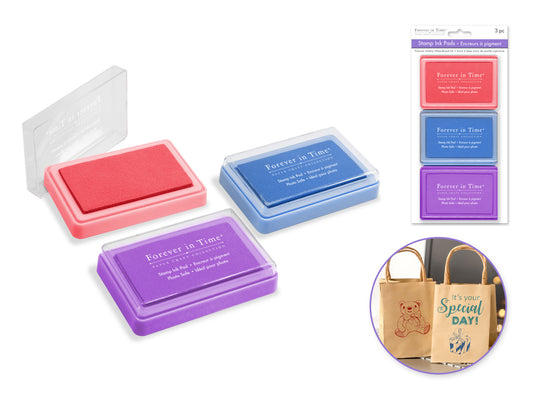 Stamp Ink Pad: 3"x1.75" Pigment Solid Color 3pk Asst Colors B) Bold