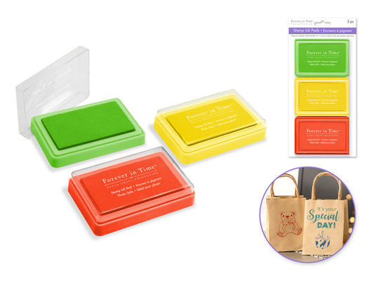 Stamp Ink Pad: 3"x1.75" Pigment Solid Color 3pk Asst Colors D) Tropicana
