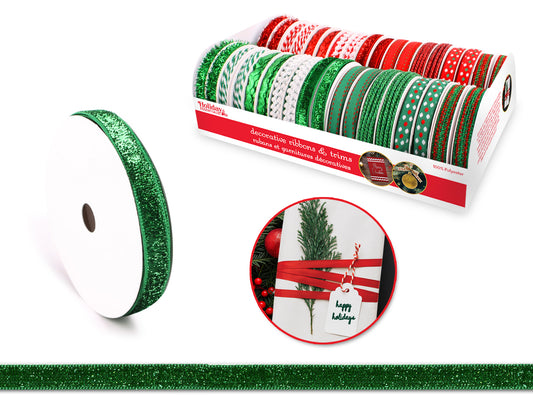Holiday Ribbons/Trims: 3yds-Red + Green