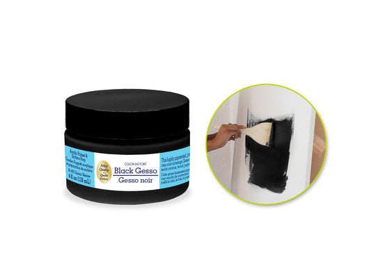 Color Factory Media: 4oz Gesso (118ml) Acrylic Primer & Surface Prep B) Black