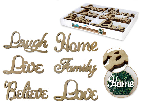 Wood Craft: 17x8cm DIY Laser-Cut Words ( sold individual)
