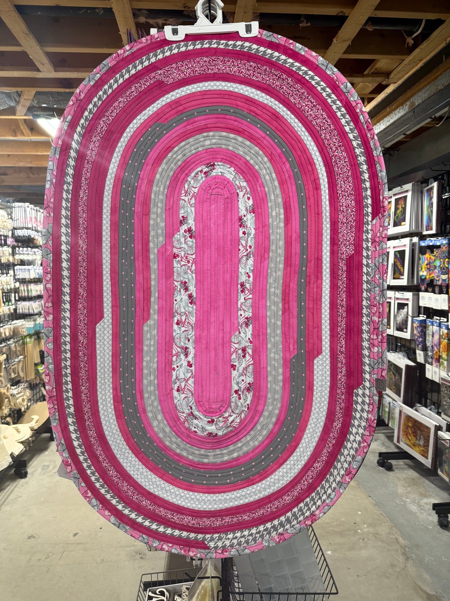 Jelly Roll Rug Pinks and Greys 28” x 44”