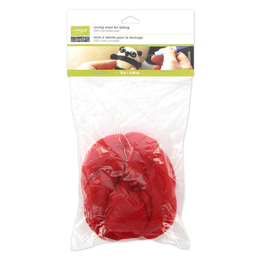 UNIQUE CRAFT Roving Wool - 25g - Red