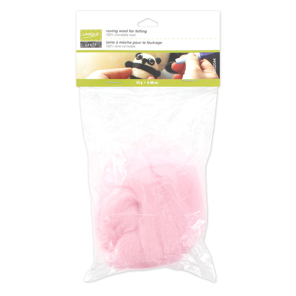 UNIQUE CRAFT Roving Wool - 25g - Baby Pink