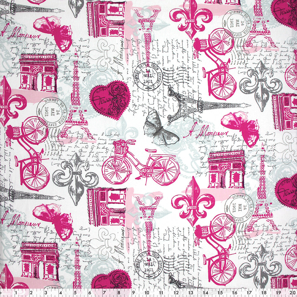 FABRIC CREATIONS Fat Quarter Pre-Cut Fabric - Summertime Paris - 45 x 53cm (18in x 21in)