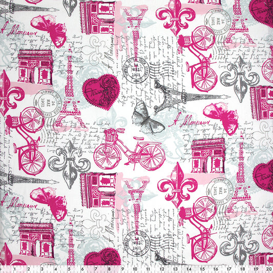 FABRIC CREATIONS Fat Quarter Pre-Cut Fabric - Summertime Paris - 45 x 53cm (18in x 21in)