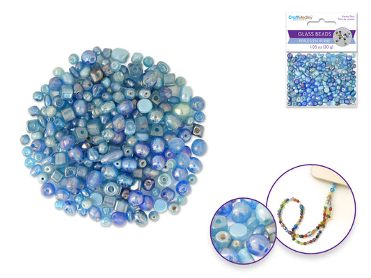 Glass Beads: 4mm-6mm Mix Luster Polish 30g A) Aqua
