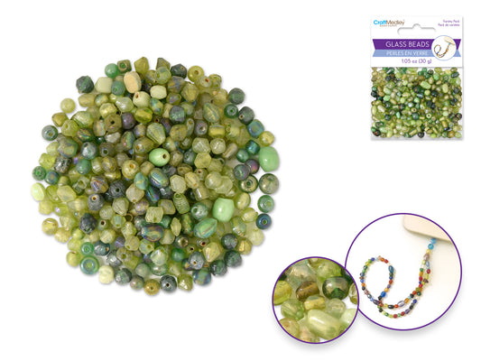 Glass Beads: 4mm-6mm Mix Luster Polish 30g C) Jade