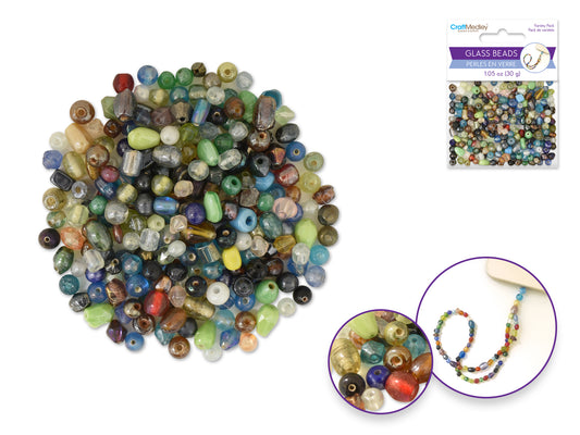 Glass Beads: 4mm-6mm Mix Luster Polish 30g F) Multi-Mix
