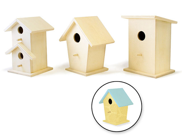 Wood Craft: 6" Birdhouses Asst 6 Each X 3 styles