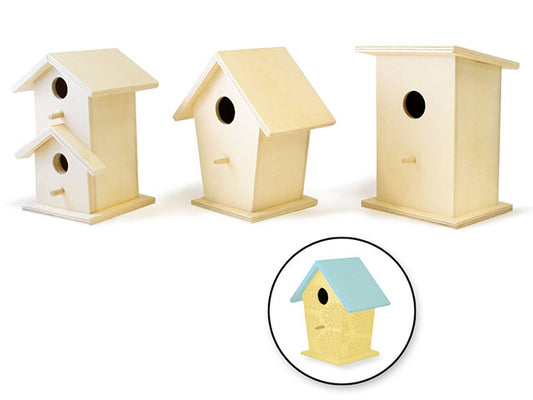 Wood Craft: 6" Birdhouses Asst 6 Each X 3 styles