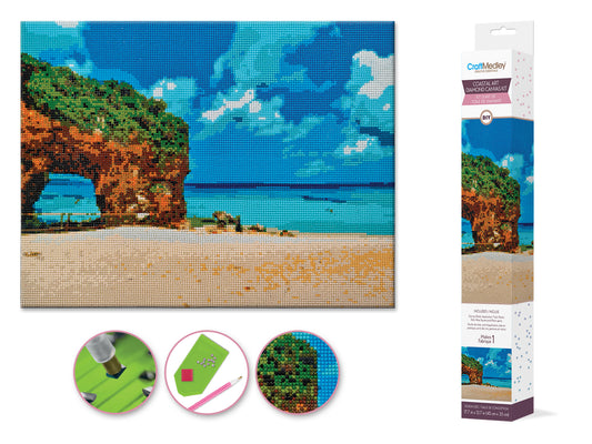 Craft Medley Kit: Diamond Painting Coastline Art 15.8"x19.7" w/Gems+Tools C) Cabo