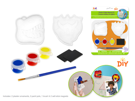 Krafty Kids Kit: Paint-It Plaster Ornament Fridge Magnet Kit 2ct w/3 Paint F) Dinos