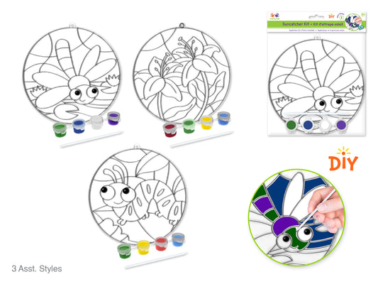Krafty Kids Kit: 3D DIY Large Suncatcher w/4 Paints&Applctr Asst 8eax3stl B) Nature Fun