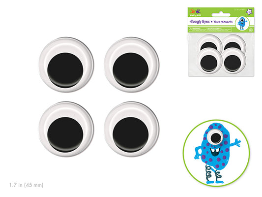 Paste-On Googly Eyes: 45mm Asst x4 Black Standard